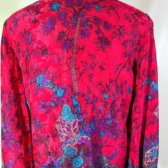Vintage 80s Umi Collections by Anne Crimmins Size 12 Silk Blouse Peacock - Picture 10 of 13